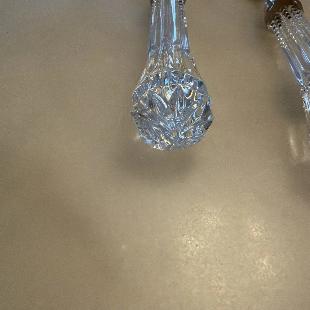 Reed & Barton Stainless & Glass/Crystal Handle 2 Piece Salad Serving Utensils